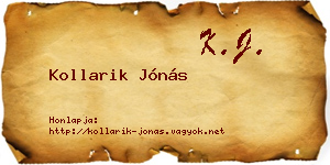 Kollarik Jónás névjegykártya